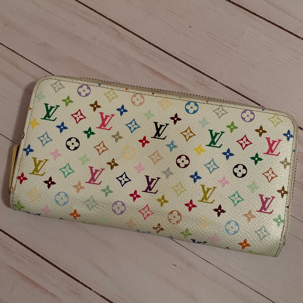💯 Louis Vuitton Murakami White Multi Color Wallet